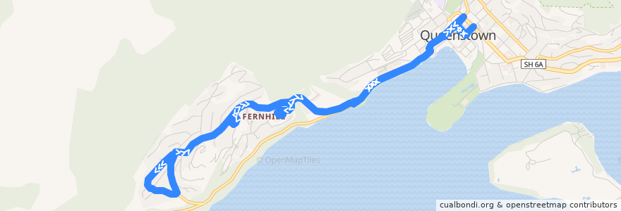 Mapa del recorrido Fernhill / Sunshine Bay de la línea  en Queenstown-Lakes District.