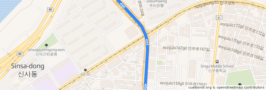 Mapa del recorrido 463 de la línea  en Apgujeong-dong.