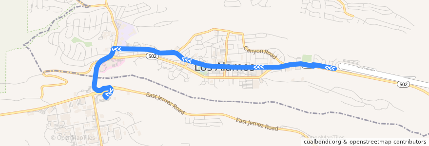 Mapa del recorrido Route 1: Downtown Circulator Inbound de la línea  en Los Alamos.