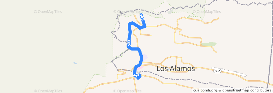 Mapa del recorrido Route 4: North Community Inbound de la línea  en Los Alamos County.