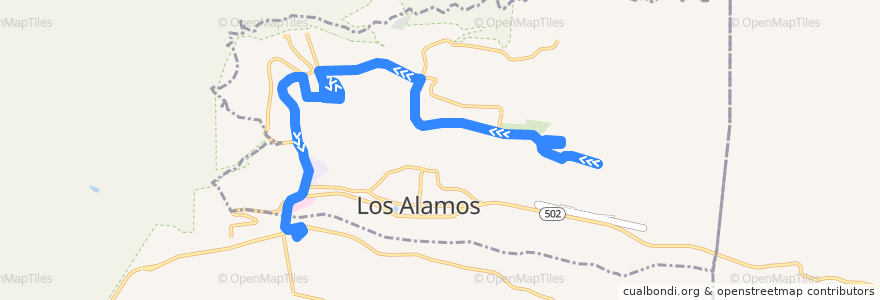 Mapa del recorrido Route 6: North Mesa Inbound de la línea  en Los Alamos.