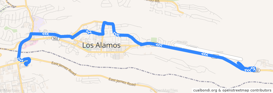 Mapa del recorrido Route 3: Canyon/Central Inbound de la línea  en Los Alamos.