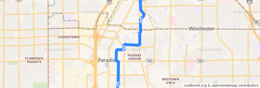 Mapa del recorrido Las Vegas Monorail: MGM Grand => SLS de la línea  en Clark County.