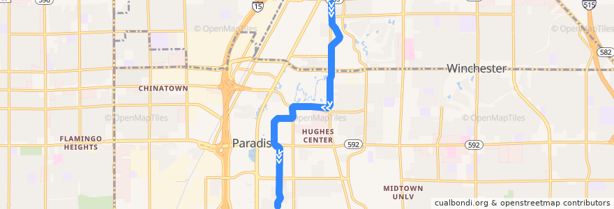 Mapa del recorrido Las Vegas Monorail: SLS => MGM Grand de la línea  en Clark County.