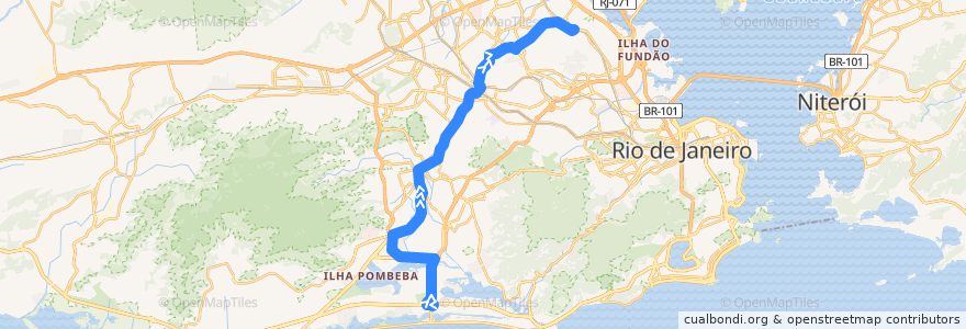 Mapa del recorrido BRT 46 - Alvorada → Penha de la línea  en 리우데자네이루.