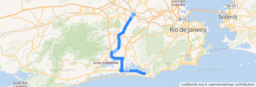 Mapa del recorrido BRT 40 - Madureira → Jardim Oceânico de la línea  en Рио-де-Жанейро.