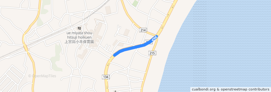 Mapa del recorrido 海31　三崎港～三浦海岸駅 de la línea  en Миура.