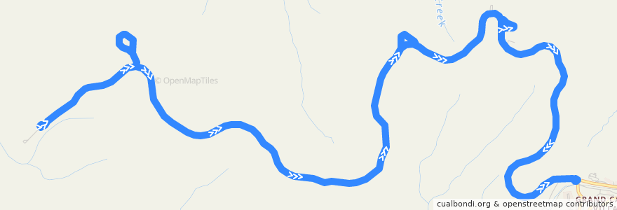 Mapa del recorrido Hermits Rest Route (East-bound) de la línea  en Grand Canyon Village.