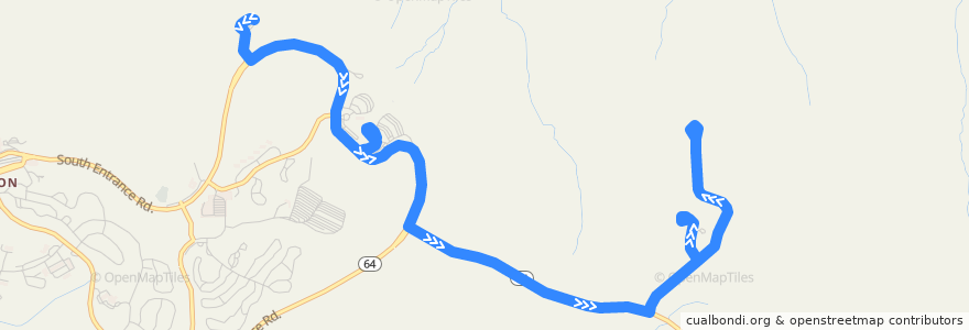 Mapa del recorrido Kaibab/Rim Route (East-bound) de la línea  en Coconino County.