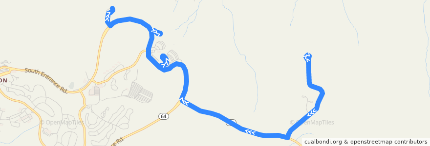 Mapa del recorrido Kaibab/Rim Route (West-bound) de la línea  en Coconino County.