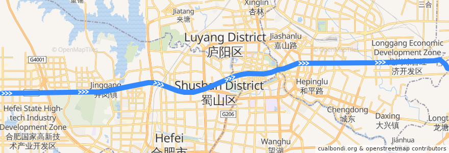Mapa del recorrido 合肥地铁2号线 de la línea  en Urban Hefei.
