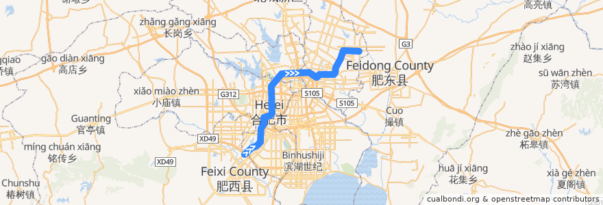 Mapa del recorrido 合肥轨道交通3号线 de la línea  en Hefei.