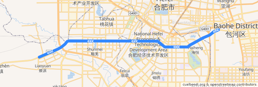 Mapa del recorrido 繁华大道有轨电车 de la línea  en Hefei.