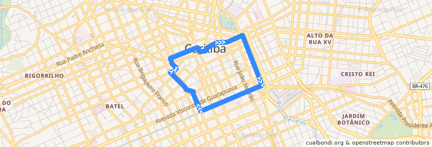 Mapa del recorrido Circular Centro (Horário) de la línea  en 쿠리치바.