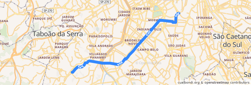 Mapa del recorrido 695T-10 Terminal Capelinha de la línea  en 상파울루.