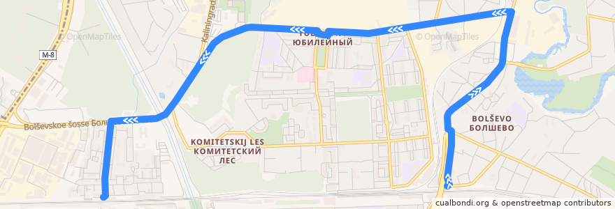 Mapa del recorrido Автобус 15: Станция Болшево => Станция Подлипки-Дачные de la línea  en городской округ Королёв.