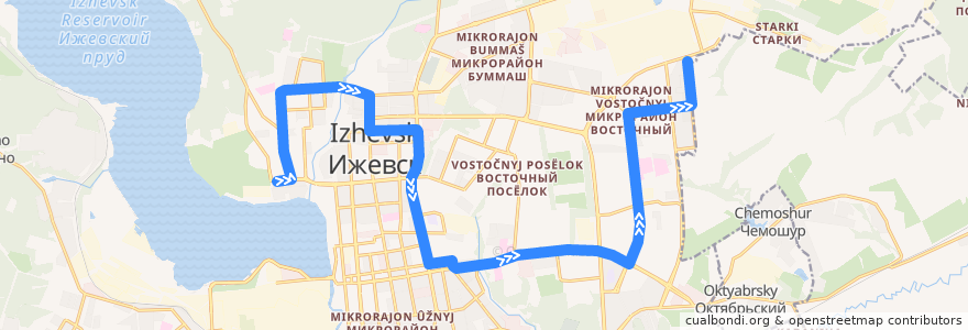 Mapa del recorrido Автобус 79: Парк Кирова - Разворотное кольцо de la línea  en городской округ Ижевск.