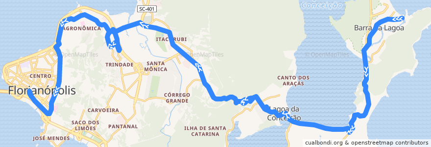 Mapa del recorrido Ônibus 300: Madrugadão Leste, Bairro => TICEN de la línea  en فلوريانوبوليس.