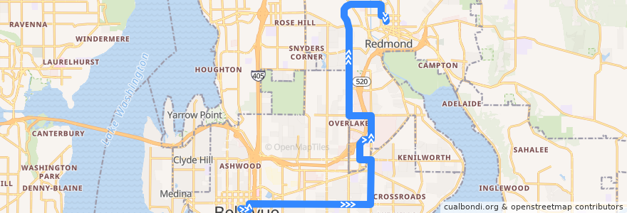 Mapa del recorrido Metro RapidRide B Line: Redmond de la línea  en King County.