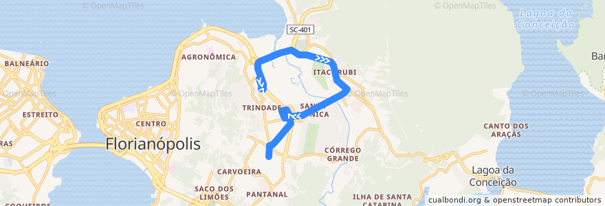 Mapa del recorrido Ônibus 177: Santa Mônica, TITRI => UFSC de la línea  en フロリアノーポリス.