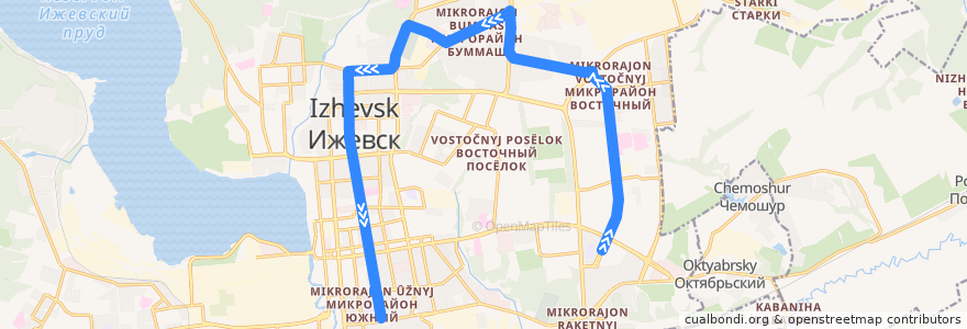 Mapa del recorrido Автобус 39: Восточный рынок - Чугуевского de la línea  en городской округ Ижевск.