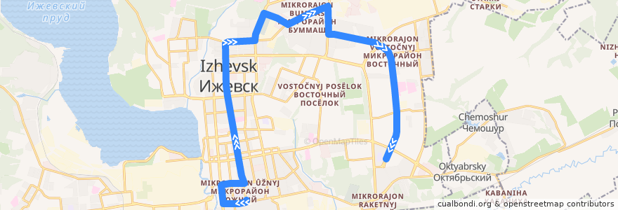 Mapa del recorrido Автобус 39: Чугуевского - Восточный рынок de la línea  en городской округ Ижевск.