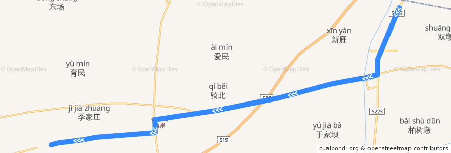 Mapa del recorrido 353路: 通如桥 => 骑岸粮库 de la línea  en 十总镇.