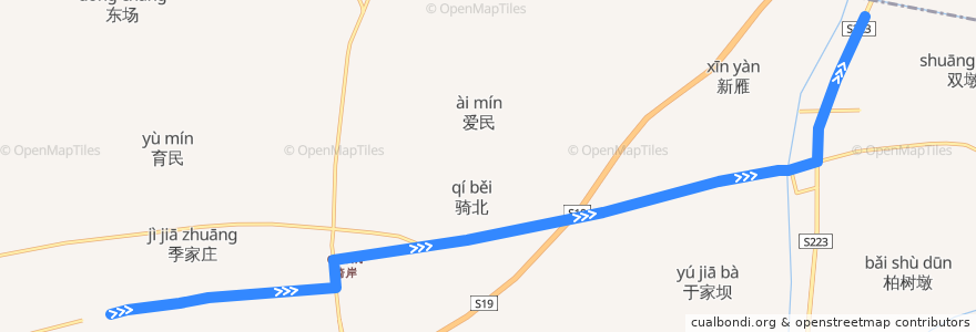 Mapa del recorrido 353路: 骑岸粮库 => 通如桥 de la línea  en 十总镇.