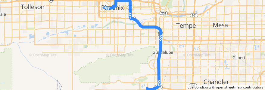 Mapa del recorrido bus I-10 East Rapid IB de la línea  en Maricopa County.