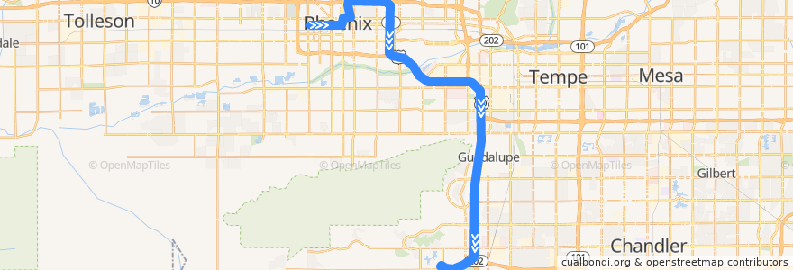 Mapa del recorrido bus I-10 East Rapid OB de la línea  en Maricopa County.