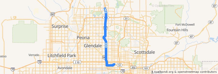 Mapa del recorrido bus I-17 Rapid IB de la línea  en 菲尼克斯 / 鳳凰城.