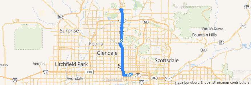 Mapa del recorrido bus I-17 Rapid OB de la línea  en フェニックス.