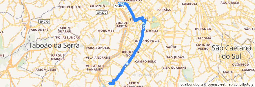 Mapa del recorrido 637P-10 Terminal Santo Amaro de la línea  en São Paulo.