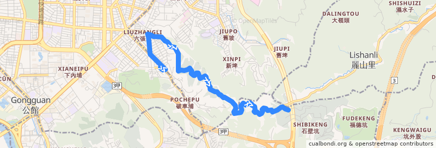 Mapa del recorrido 臺北市 掃墓公車崇德線 (往富德公墓管理所) de la línea  en 臺北市.