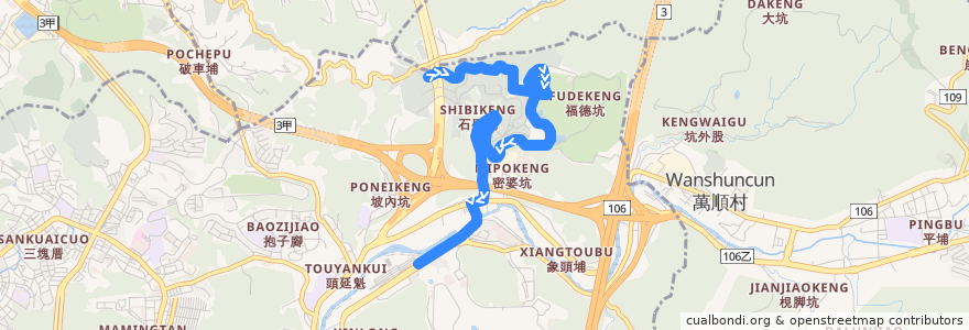 Mapa del recorrido 臺北市 掃墓公車木柵線 (往捷運動物園站) de la línea  en District de Wenshan.