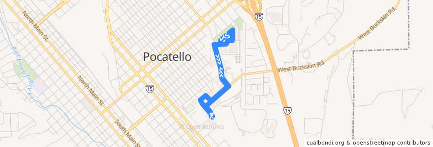 Mapa del recorrido J Route de la línea  en Pocatello.