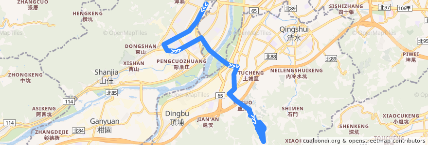 Mapa del recorrido 新北市 藍44延 樹林-南天母廣場 (往南天母廣場) de la línea  en 新北市.