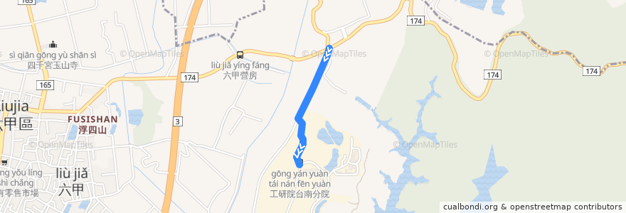 Mapa del recorrido 黃2(繞駛工研院_往程) de la línea  en Tainan.