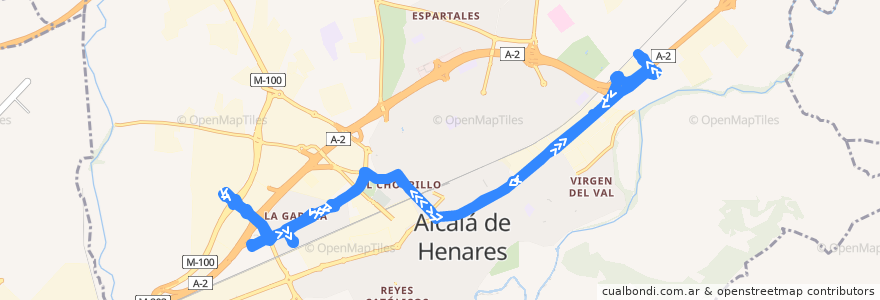 Mapa del recorrido Bus Línea 11: La Garena - Estación de Alcalá Universidad de la línea  en Alcalá de Henares.