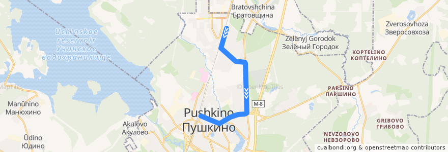 Mapa del recorrido Автобус 14: Заветы Ильича => Станция Пушкино de la línea  en Пушкинский городской округ.