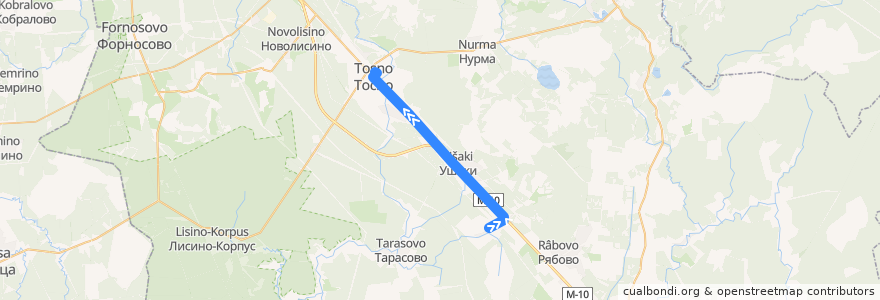 Mapa del recorrido Автобус № 314: Георгиевское => Тосно de la línea  en Тосненское городское поселение.