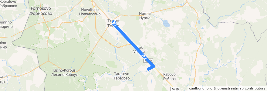 Mapa del recorrido Автобус № 314: Георгиевское => Тосно de la línea  en Тосненское городское поселение.