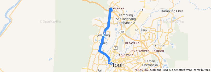 Mapa del recorrido T30a Stesen Bas Medan Kidd - Terminal Amanjaya (outbound) de la línea  en ペラ.