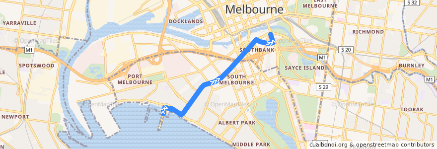 Mapa del recorrido Bus 109: Station Pier => Arts Centre de la línea  en Melbourne.