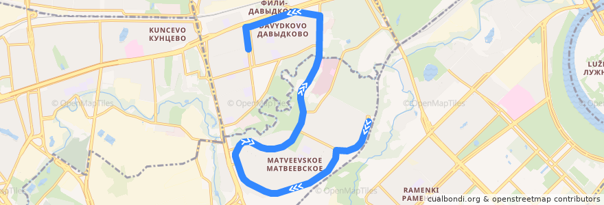 Mapa del recorrido Автобус 641: Матвеевское => Улица Ватутина de la línea  en Западный административный округ.