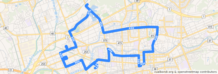 Mapa del recorrido 掛川市自主運行バス 市街地循環線 北回り de la línea  en Kakegawa.