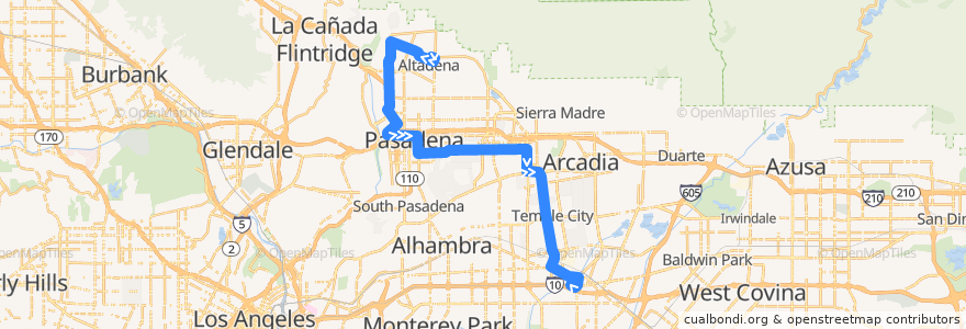 Mapa del recorrido Metro 267 (southbound) de la línea  en Los Angeles County.