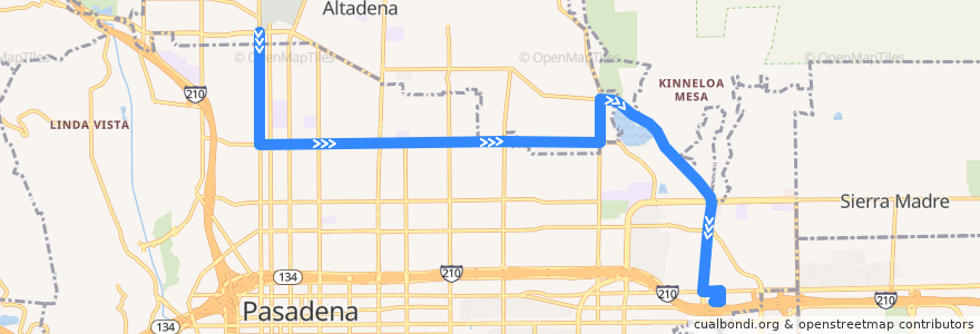 Mapa del recorrido Pasadena Transit 32 (eastbound) de la línea  en Pasadena.