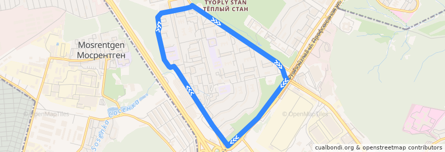 Mapa del recorrido 540: Метро «Тёплый стан» - улица Генерала Тюленева (кольцевой) de la línea  en Moskau.