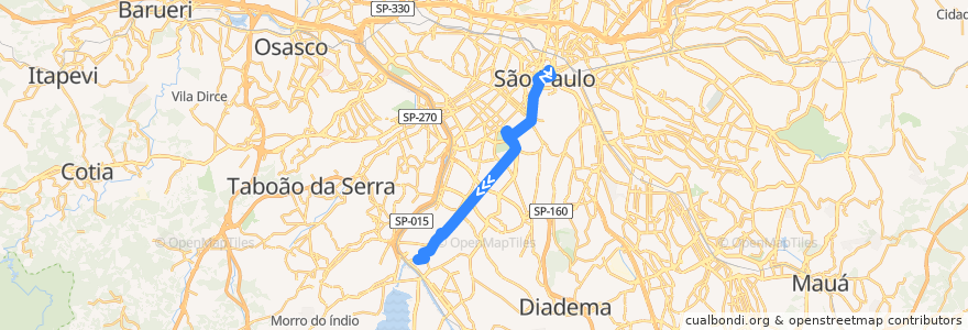 Mapa del recorrido 5300-10 Terminal Santo Amaro de la línea  en 상파울루.